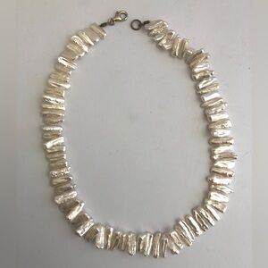 cultured white Biwa pearl necklace 16”